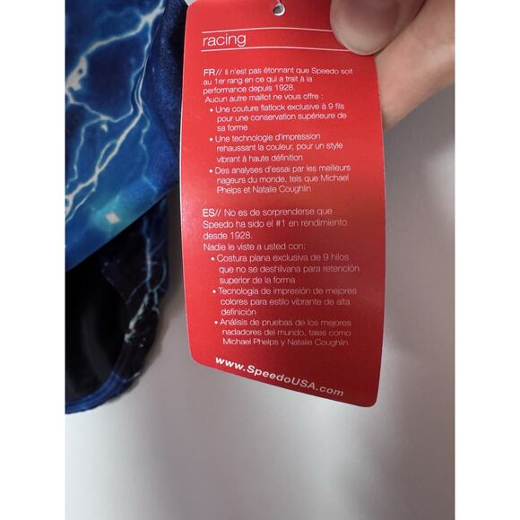 Speedo Womens SPEEDO LIGHTNING STRIKES FEMALE FLYBACK BLUE One Piece Size 32 NWT - Picture 7 of 8